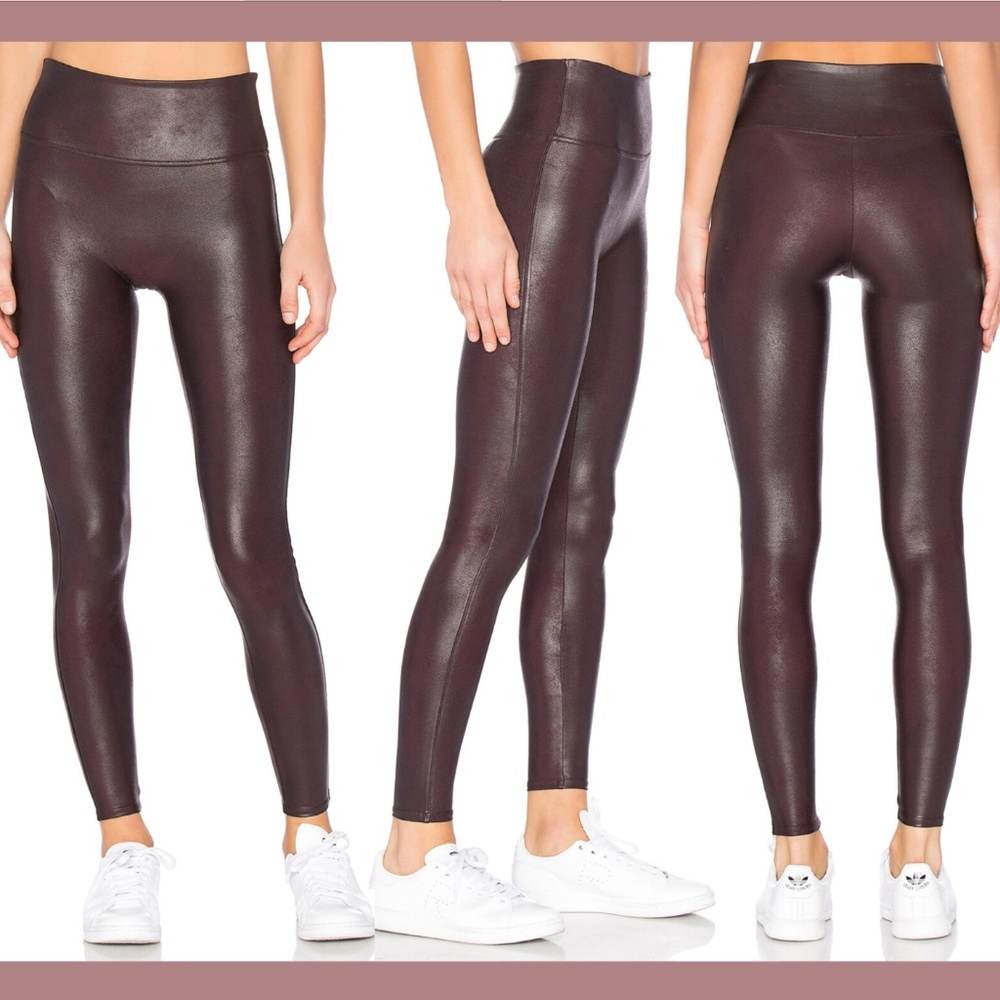 NWT $98 SPANX [ PLUS SIZE 1X ] Faux Leather Leggings in‎ Wine #U994
